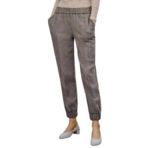Wilfred Aritzia Wool charcoal gray jogger trouser pant elastic ankle office